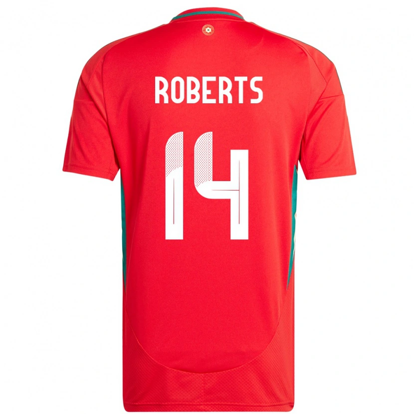 Danxen Mann Wales Connor Roberts #14 Rød Hjemmetrøye Drakt Trøye 24-26 Skjorter T-Skjorte