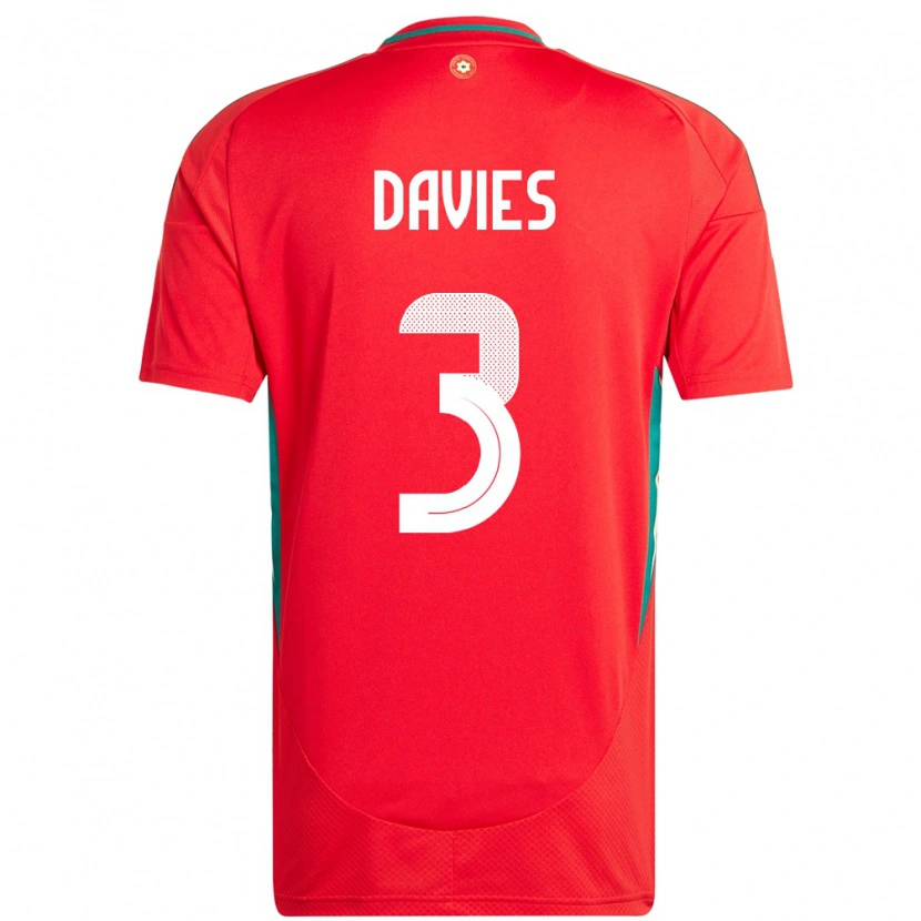 Danxen Mann Wales Mael Davies #3 Rød Hjemmetrøye Drakt Trøye 24-26 Skjorter T-Skjorte