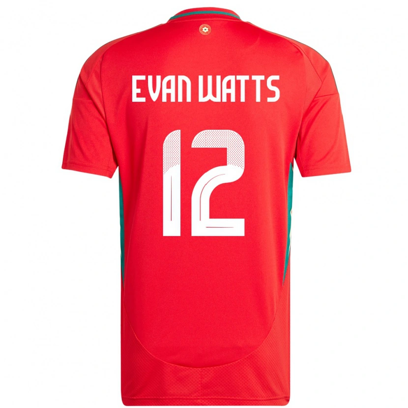 Danxen Mann Wales Evan Watts #12 Rød Hjemmetrøye Drakt Trøye 24-26 Skjorter T-Skjorte