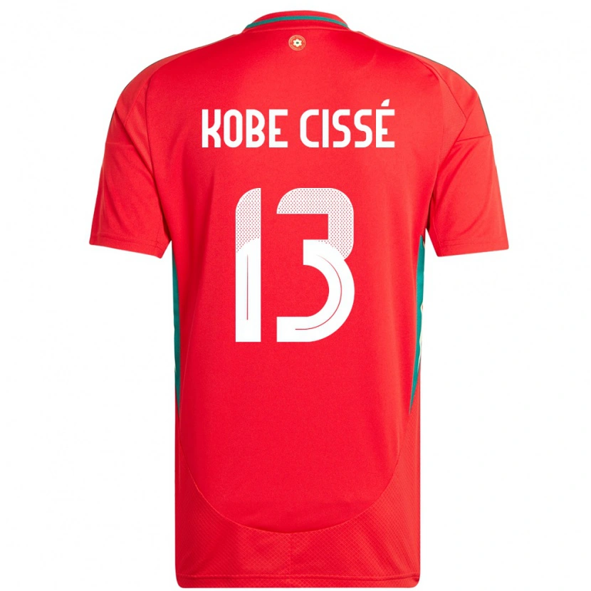 Danxen Mann Wales Prince Kobe Cissé #13 Rød Hjemmetrøye Drakt Trøye 24-26 Skjorter T-Skjorte
