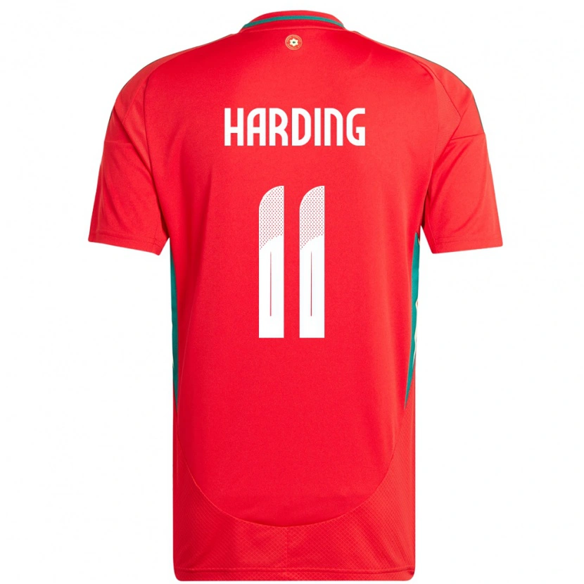 Danxen Mann Wales Natasha Harding #11 Rød Hjemmetrøye Drakt Trøye 24-26 Skjorter T-Skjorte