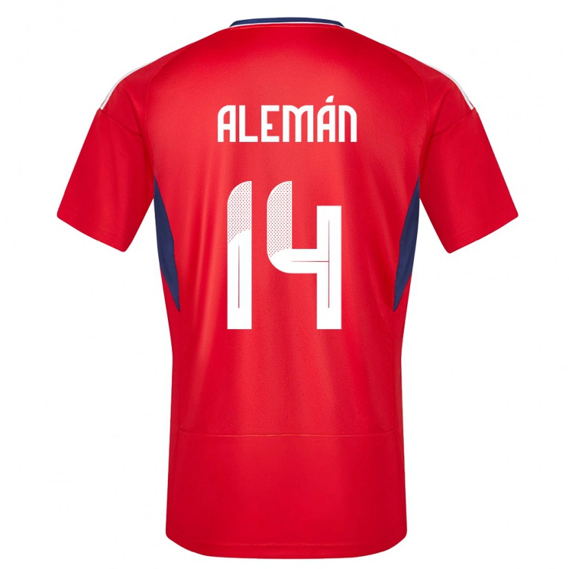 Danxen Mann Costa Rica Jeremy Alemán #14 Rød Hjemmetrøye Drakt Trøye 24-26 Skjorter T-Skjorte