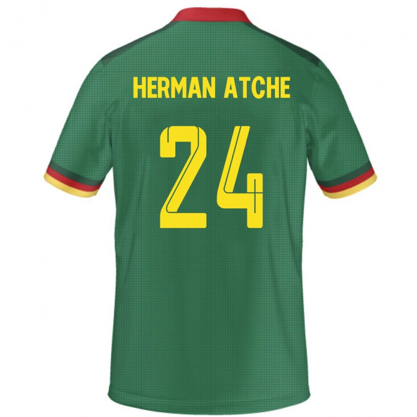 Danxen Mann Kamerun Miguel Herman Atche #24 Grønn Hjemmetrøye Drakt Trøye 24-26 Skjorter T-Skjorte