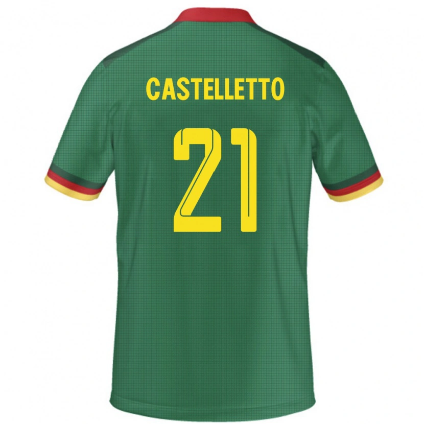 Danxen Mann Kamerun Jean-Charles Castelletto #21 Grønn Hjemmetrøye Drakt Trøye 24-26 Skjorter T-Skjorte