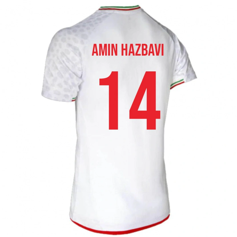 Danxen Mann Iran Mohammad Amin Hazbavi #14 Hvit Hjemmetrøye Drakt Trøye 24-26 Skjorter T-Skjorte