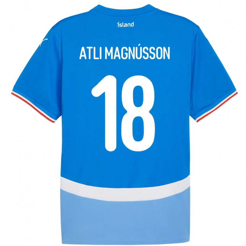 Danxen Mann Island Saevar Atli Magnússon #18 Blå Hjemmetrøye Drakt Trøye 24-26 Skjorter T-Skjorte