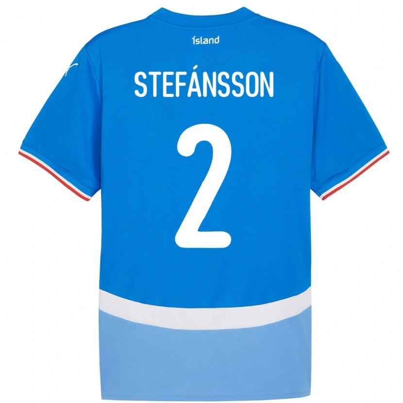 Danxen Mann Island Stefán Gísli Stefánsson #2 Blå Hjemmetrøye Drakt Trøye 24-26 Skjorter T-Skjorte