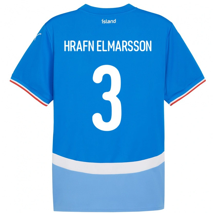 Danxen Mann Island Leó Hrafn Elmarsson #3 Blå Hjemmetrøye Drakt Trøye 24-26 Skjorter T-Skjorte