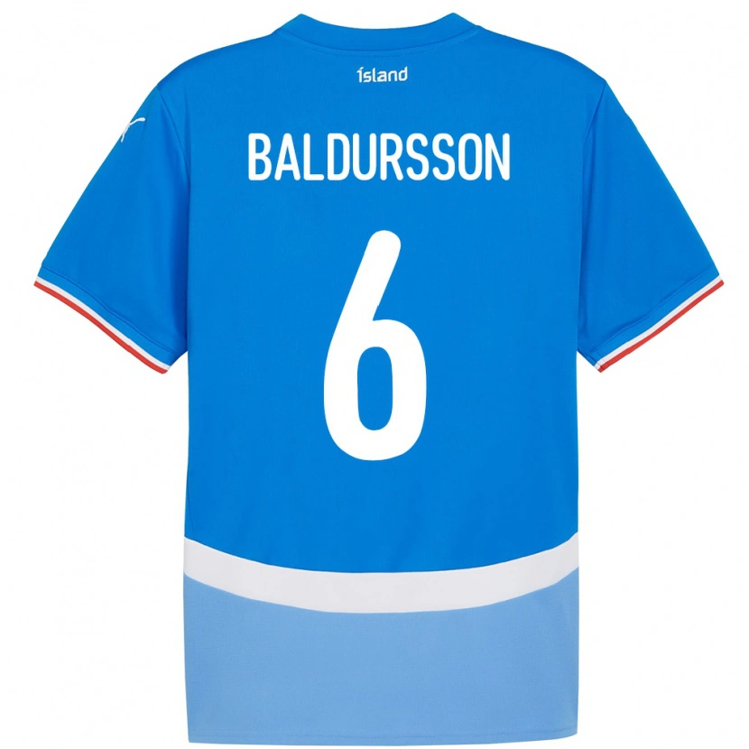Danxen Mann Island Breki Baldursson #6 Blå Hjemmetrøye Drakt Trøye 24-26 Skjorter T-Skjorte
