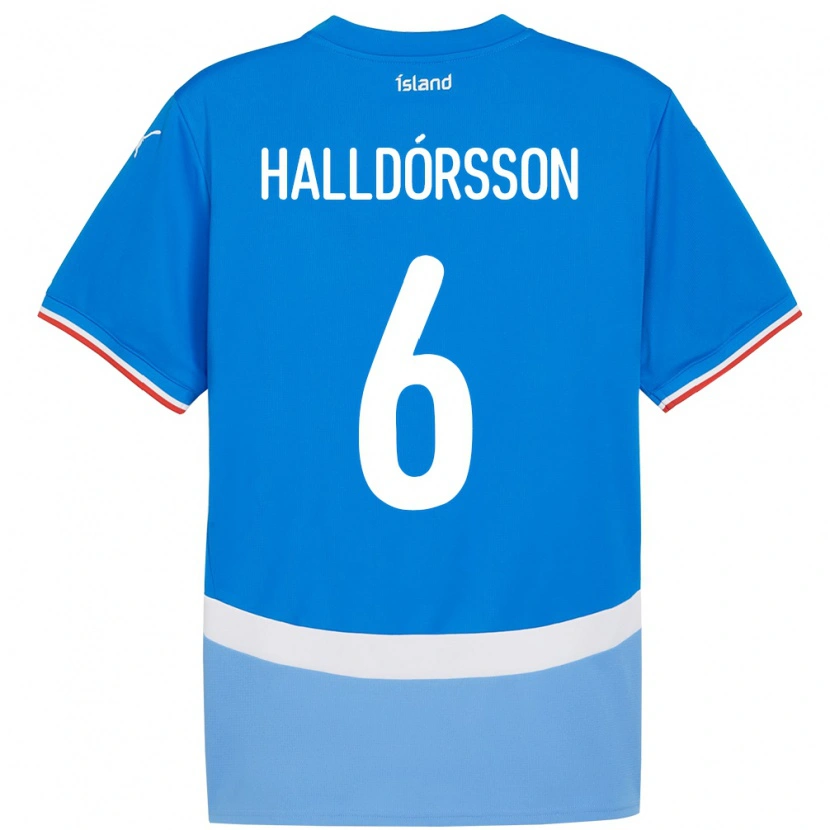 Danxen Mann Island Einar Freyr Halldórsson #6 Blå Hjemmetrøye Drakt Trøye 24-26 Skjorter T-Skjorte