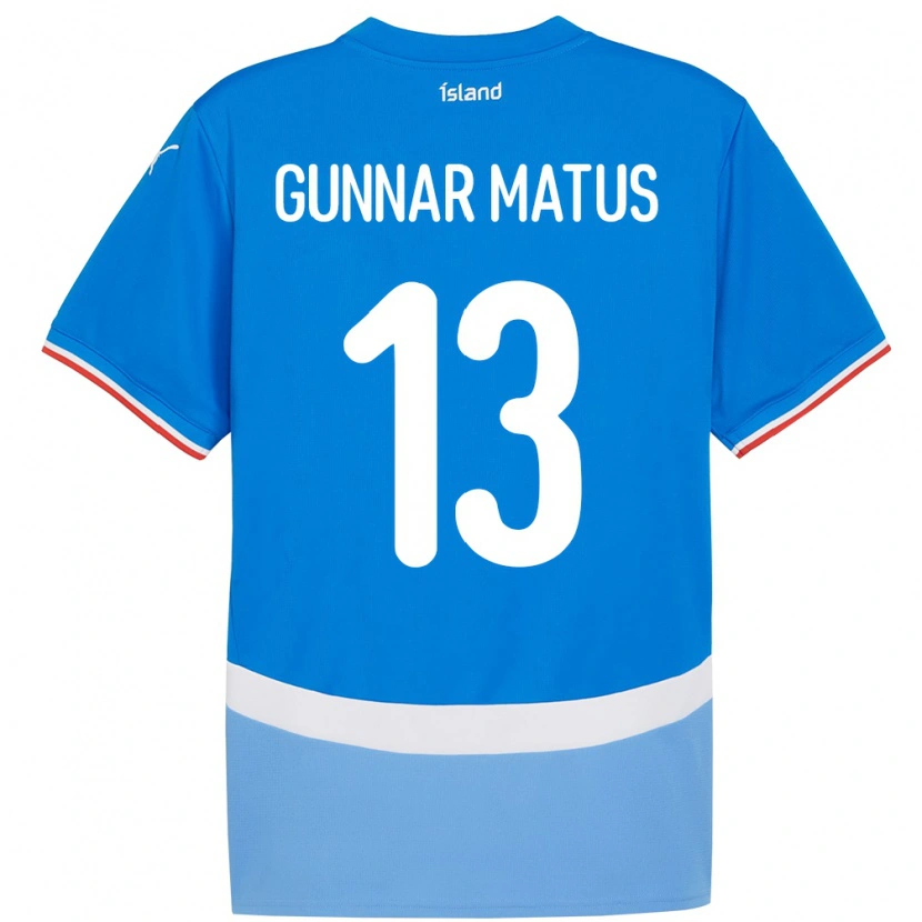 Danxen Mann Island Aron Gunnar Matus #13 Blå Hjemmetrøye Drakt Trøye 24-26 Skjorter T-Skjorte