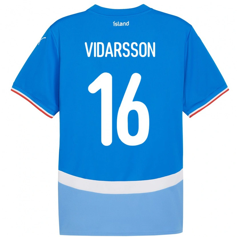 Danxen Mann Island Viktor Vidarsson #16 Blå Hjemmetrøye Drakt Trøye 24-26 Skjorter T-Skjorte