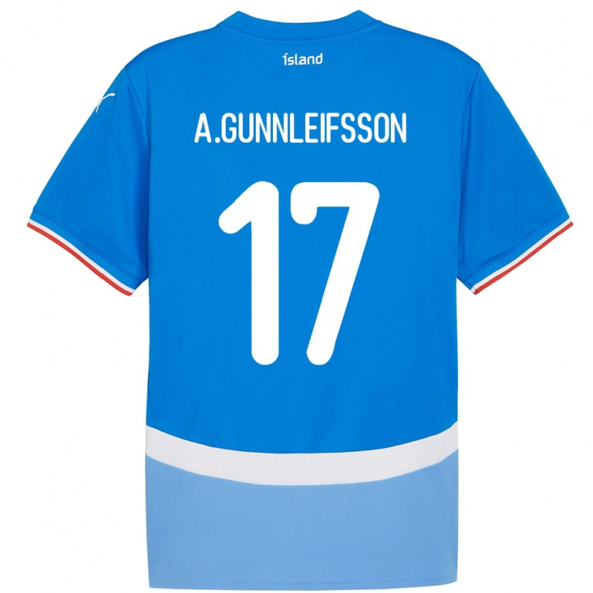 Danxen Mann Island Arnar Bjarki Gunnleifsson #17 Blå Hjemmetrøye Drakt Trøye 24-26 Skjorter T-Skjorte