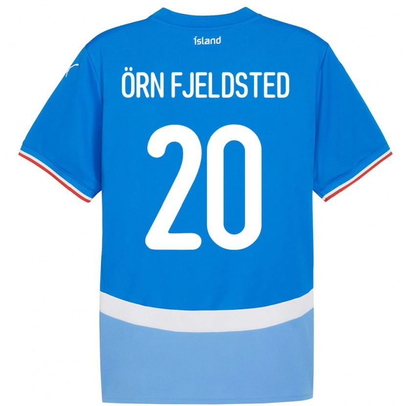 Danxen Mann Island Dagur Örn Fjeldsted #20 Blå Hjemmetrøye Drakt Trøye 24-26 Skjorter T-Skjorte