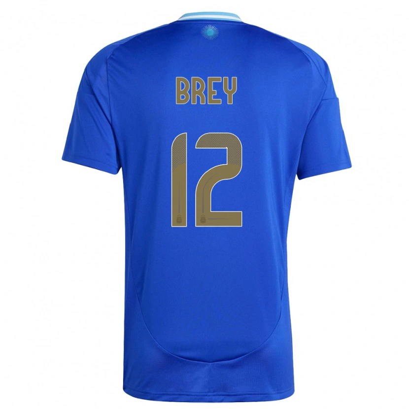Danxen Mann Argentina Leandro Brey #12 Blå Bortetrøye Drakt Trøye 24-26 Skjorter T-Skjorte
