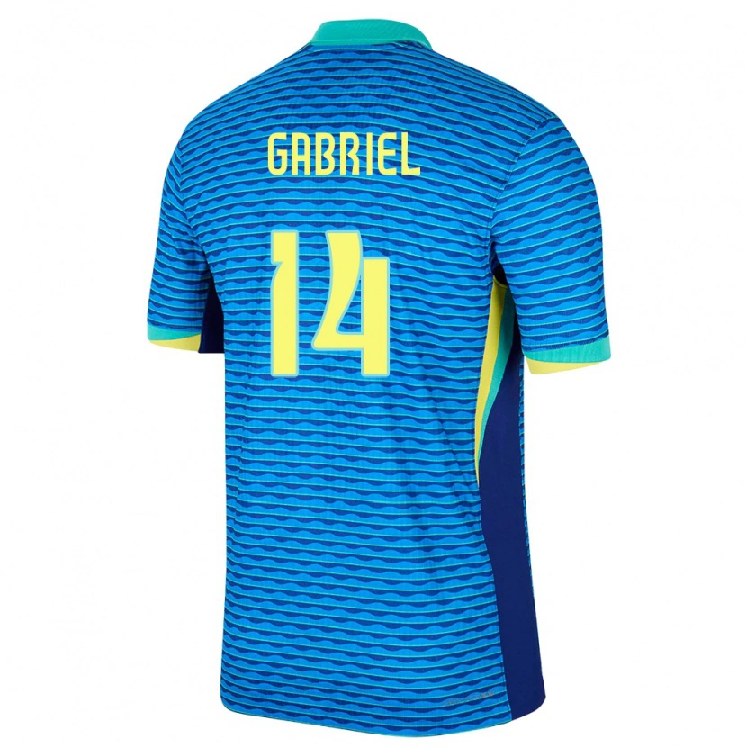 Danxen Mann Brasil Gabriel Magalhães #14 Blå Bortetrøye Drakt Trøye 24-26 Skjorter T-Skjorte