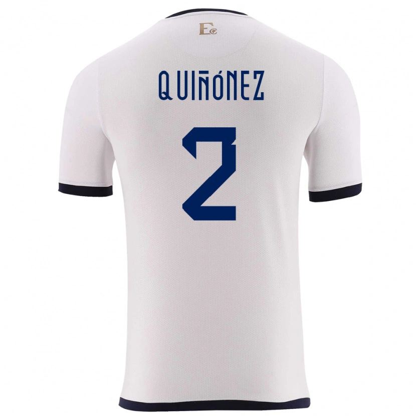 Danxen Mann Ecuador Óscar Quiñónez #2 Hvit Bortetrøye Drakt Trøye 24-26 Skjorter T-Skjorte
