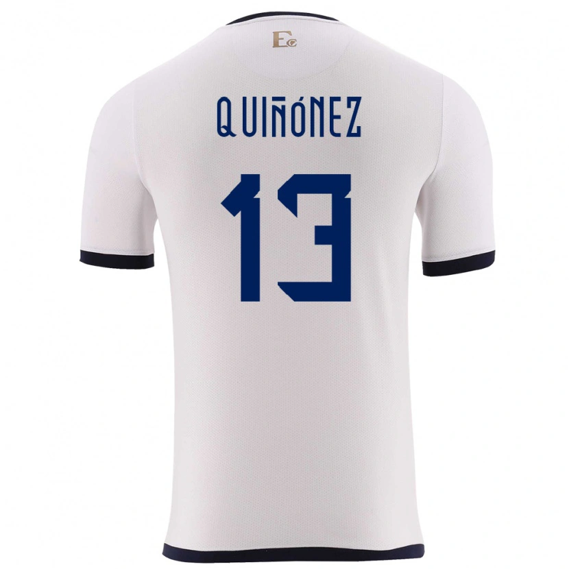 Danxen Mann Ecuador Joshué Quiñónez #13 Hvit Bortetrøye Drakt Trøye 24-26 Skjorter T-Skjorte