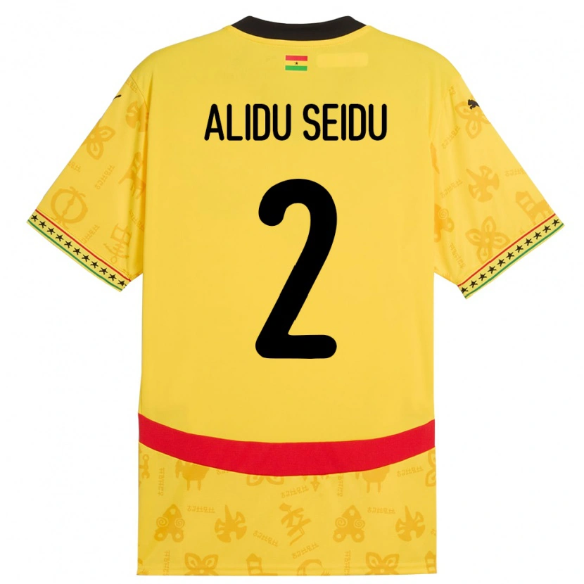 Danxen Mann Ghana Alidu Seidu #2 Gul Bortetrøye Drakt Trøye 24-26 Skjorter T-Skjorte