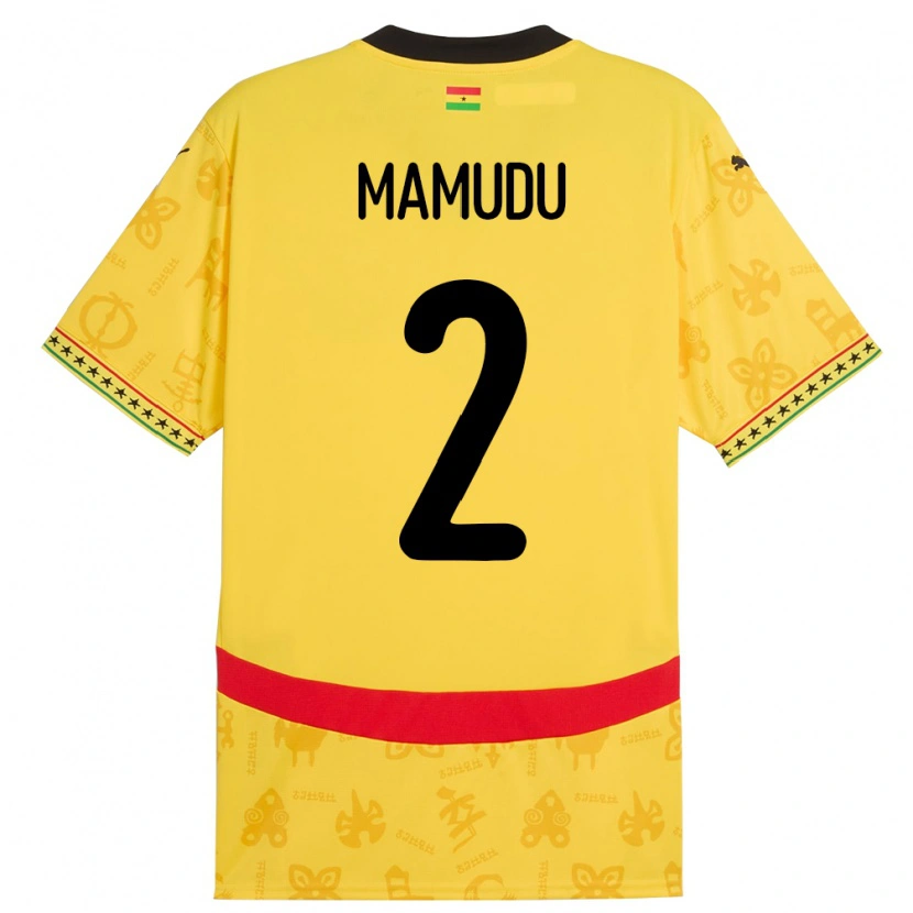 Danxen Mann Ghana Kamaradini Mamudu #2 Gul Bortetrøye Drakt Trøye 24-26 Skjorter T-Skjorte