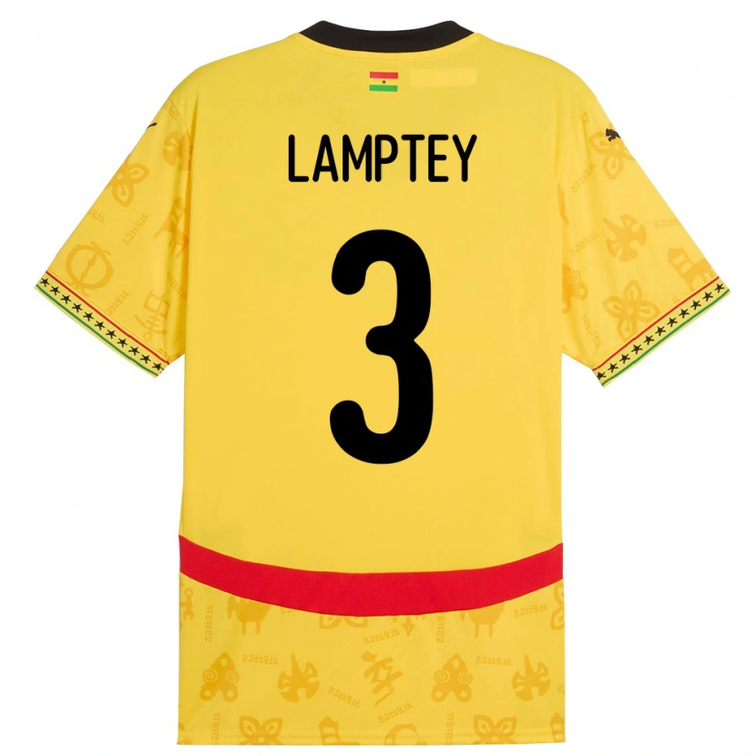 Danxen Mann Ghana Tariq Lamptey #3 Gul Bortetrøye Drakt Trøye 24-26 Skjorter T-Skjorte
