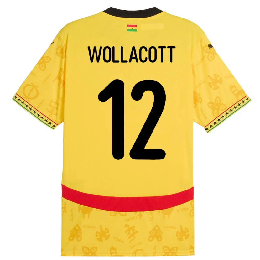 Danxen Mann Ghana Joe Wollacott #12 Gul Bortetrøye Drakt Trøye 24-26 Skjorter T-Skjorte