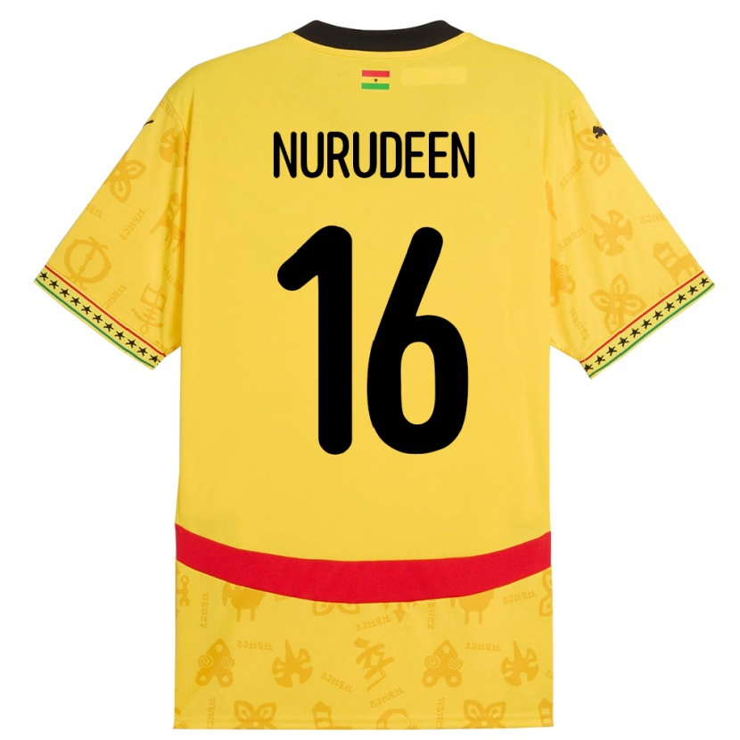Danxen Mann Ghana Abdul Nurudeen #16 Gul Bortetrøye Drakt Trøye 24-26 Skjorter T-Skjorte