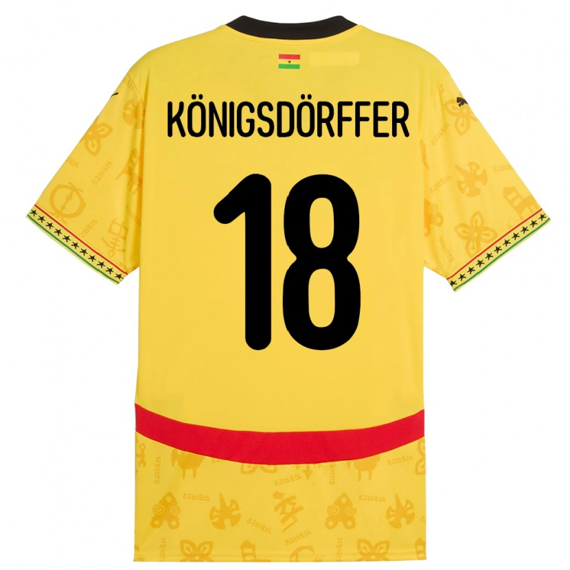 Danxen Mann Ghana Ransford Königsdörffer #18 Gul Bortetrøye Drakt Trøye 24-26 Skjorter T-Skjorte