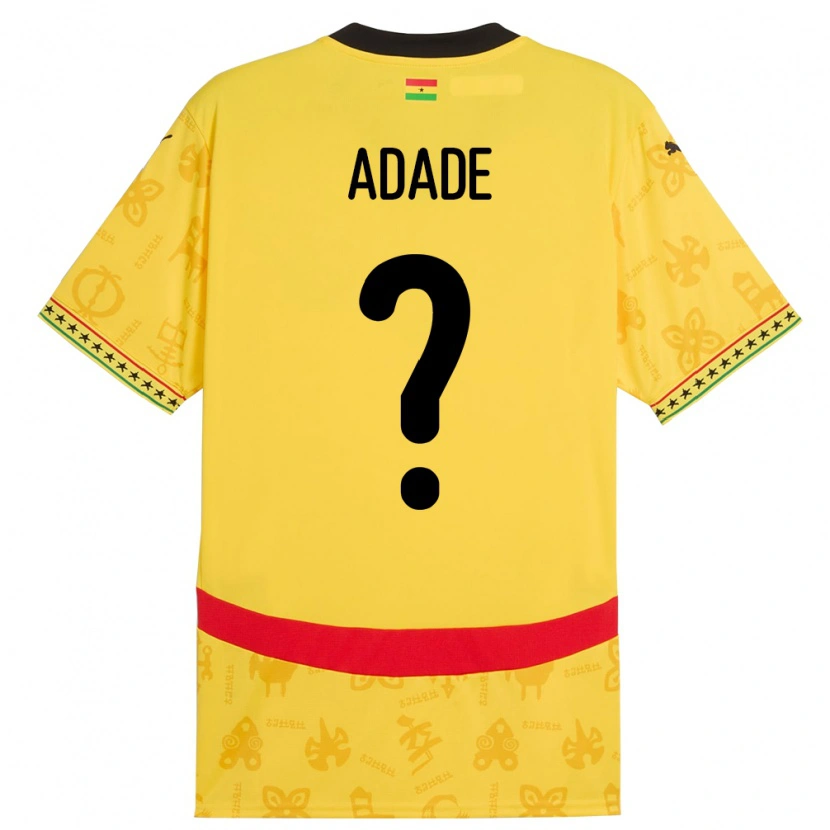 Danxen Mann Ghana Ebenezer Adade #0 Gul Bortetrøye Drakt Trøye 24-26 Skjorter T-Skjorte