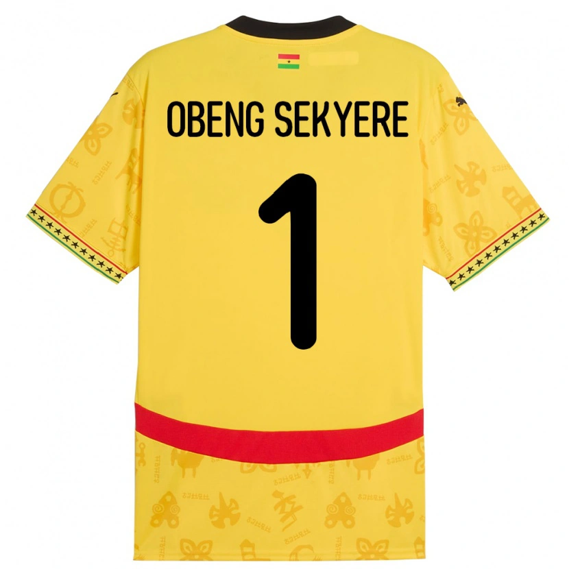 Danxen Mann Ghana Gregory Obeng Sekyere #1 Gul Bortetrøye Drakt Trøye 24-26 Skjorter T-Skjorte