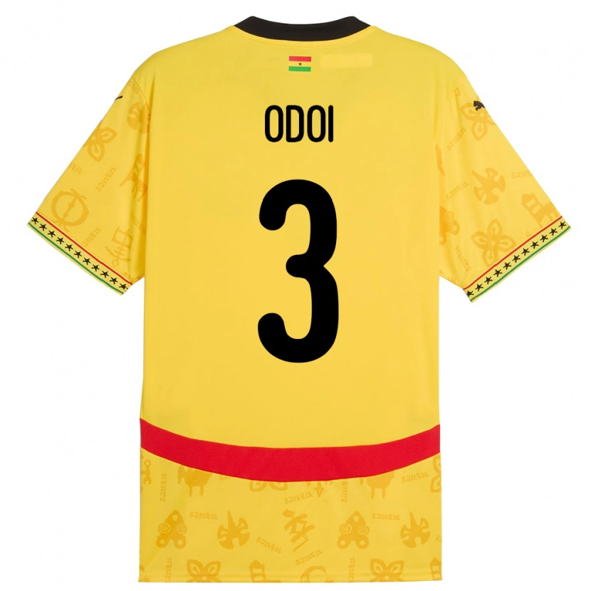 Danxen Mann Ghana Denis Odoi #3 Gul Bortetrøye Drakt Trøye 24-26 Skjorter T-Skjorte