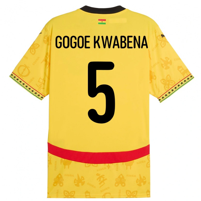 Danxen Mann Ghana Boahen Gogoe Kwabena #5 Gul Bortetrøye Drakt Trøye 24-26 Skjorter T-Skjorte