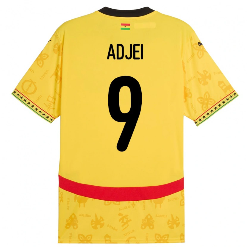 Danxen Mann Ghana Vivian Adjei #9 Gul Bortetrøye Drakt Trøye 24-26 Skjorter T-Skjorte