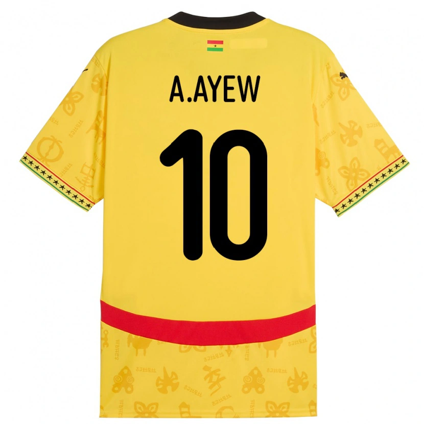 Danxen Mann Ghana Andre Ayew #10 Gul Bortetrøye Drakt Trøye 24-26 Skjorter T-Skjorte