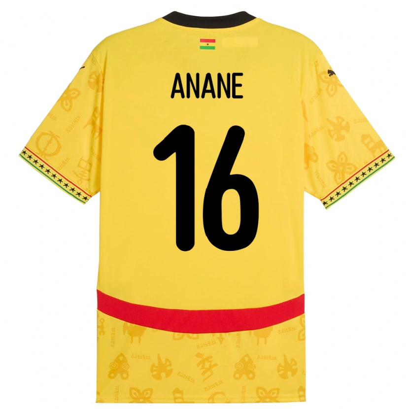 Danxen Mann Ghana Vincent Anane #16 Gul Bortetrøye Drakt Trøye 24-26 Skjorter T-Skjorte