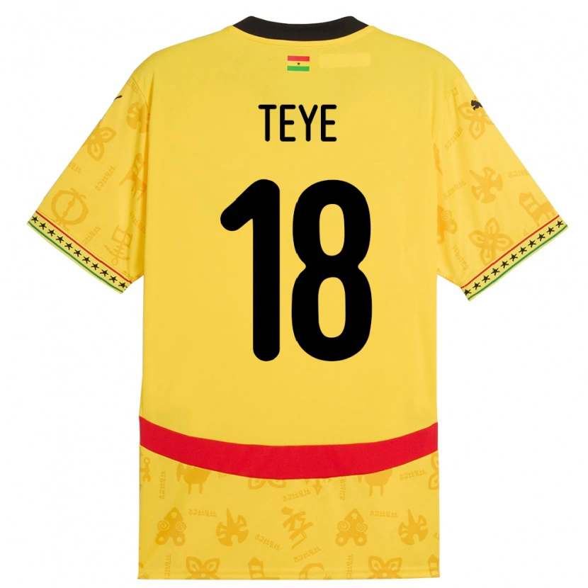 Danxen Mann Ghana Suzzy Teye #18 Gul Bortetrøye Drakt Trøye 24-26 Skjorter T-Skjorte