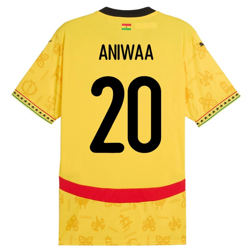 Danxen Mann Ghana Louisa Aniwaa #20 Gul Bortetrøye Drakt Trøye 24-26 Skjorter T-Skjorte