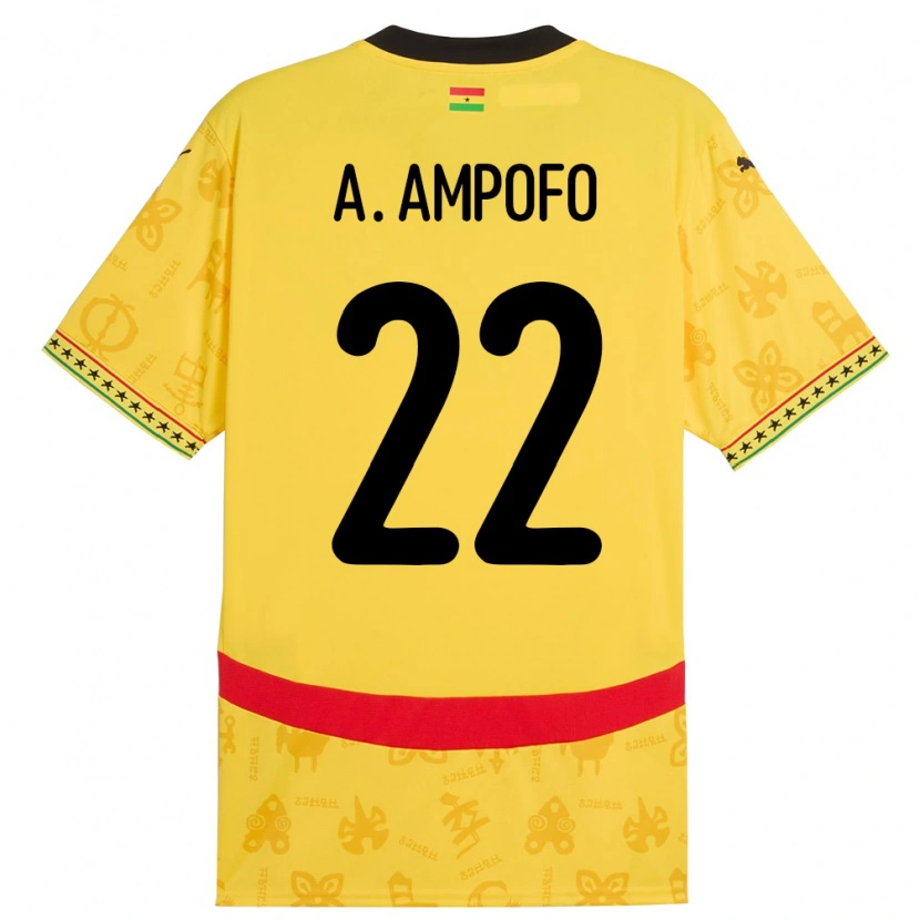 Danxen Mann Ghana Eugene Amankwah Ampofo #22 Gul Bortetrøye Drakt Trøye 24-26 Skjorter T-Skjorte
