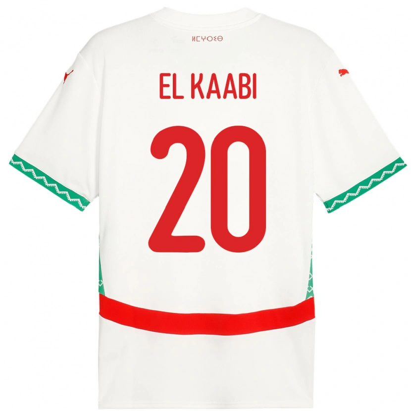 Danxen Mann Marokko Ayoub El Kaabi #20 Hvit Bortetrøye Drakt Trøye 24-26 Skjorter T-Skjorte