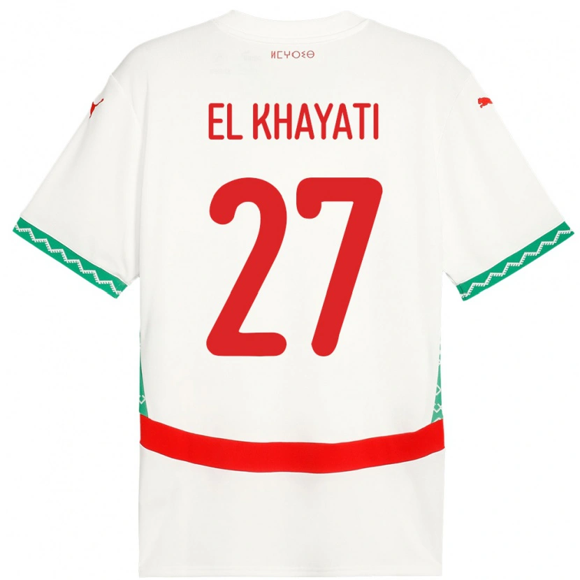 Danxen Mann Marokko Ayoub El Khayati #27 Hvit Bortetrøye Drakt Trøye 24-26 Skjorter T-Skjorte