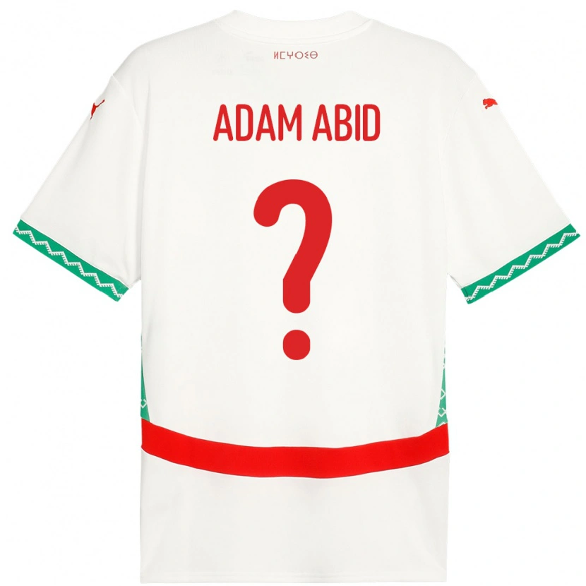 Danxen Mann Marokko Mohamed Adam Abid #0 Hvit Bortetrøye Drakt Trøye 24-26 Skjorter T-Skjorte