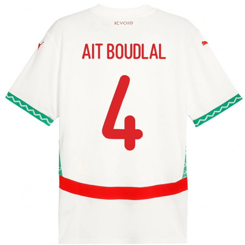 Danxen Mann Marokko Abdelhamid Ait Boudlal #4 Hvit Bortetrøye Drakt Trøye 24-26 Skjorter T-Skjorte
