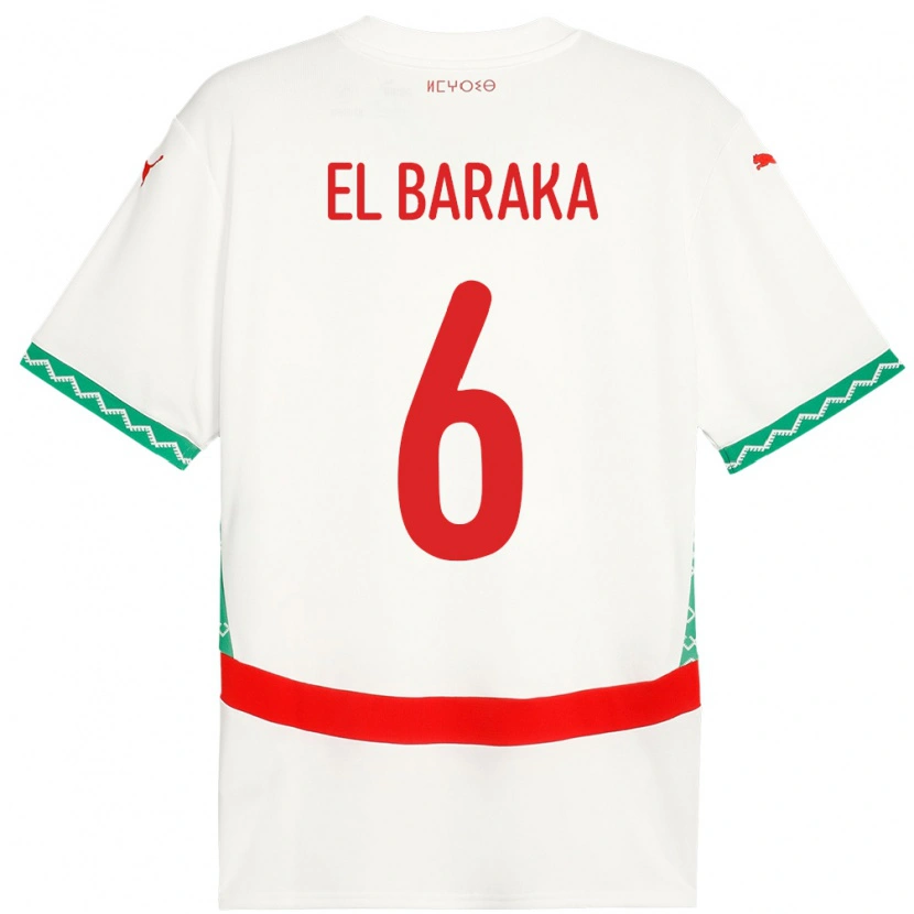 Danxen Mann Marokko Jibril El Baraka #6 Hvit Bortetrøye Drakt Trøye 24-26 Skjorter T-Skjorte