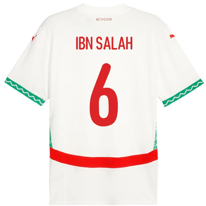 Danxen Mann Marokko Oualid Ibn Salah #6 Hvit Bortetrøye Drakt Trøye 24-26 Skjorter T-Skjorte