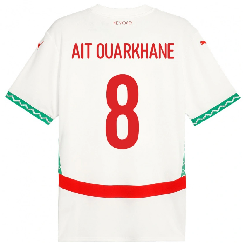Danxen Mann Marokko Khalid Aït Ouarkhane #8 Hvit Bortetrøye Drakt Trøye 24-26 Skjorter T-Skjorte