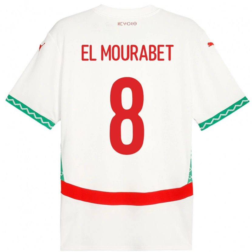 Danxen Mann Marokko Samir El Mourabet #8 Hvit Bortetrøye Drakt Trøye 24-26 Skjorter T-Skjorte