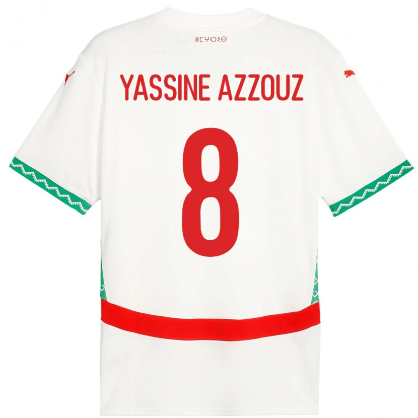 Danxen Mann Marokko Mohamed Yassine Azzouz #8 Hvit Bortetrøye Drakt Trøye 24-26 Skjorter T-Skjorte