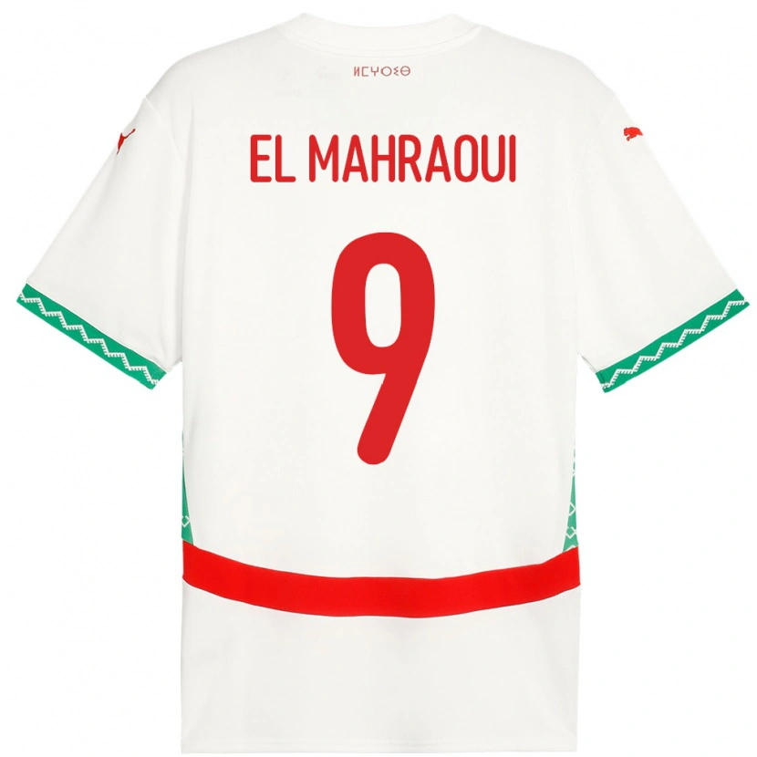 Danxen Mann Marokko Anas El Mahraoui #9 Hvit Bortetrøye Drakt Trøye 24-26 Skjorter T-Skjorte