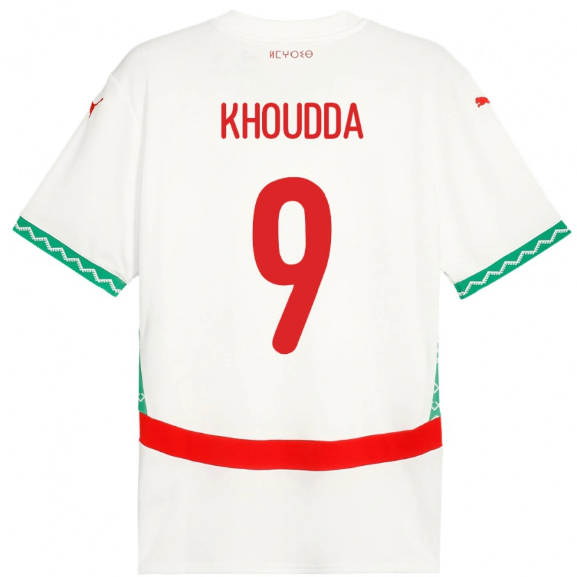 Danxen Mann Marokko Youssef Khoudda #9 Hvit Bortetrøye Drakt Trøye 24-26 Skjorter T-Skjorte