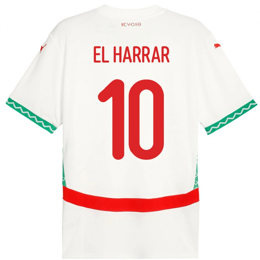 Danxen Mann Marokko Mohamed El Harrar #10 Hvit Bortetrøye Drakt Trøye 24-26 Skjorter T-Skjorte